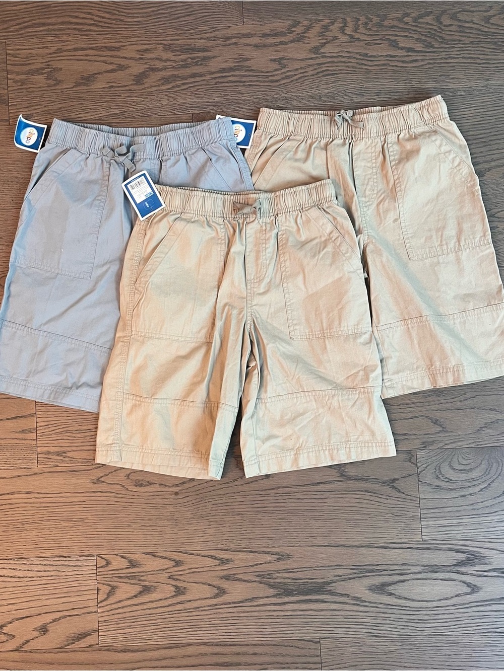 Brand New 3-pack boys’ cotton shorts (2 beige and 1 light grey)